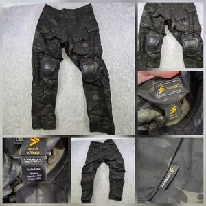 VOTAGOO Pants Mens Medium Black Camo Tactical Cargo Knee Pad Workwear Combat
